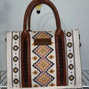 Wrangler Brown and Cream Geometric Tote